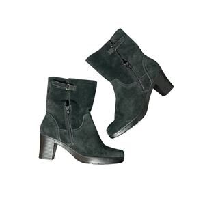 Clarks Bendables 39384 Black‎ Suede Leather Zip Mid Calf Boots Womens Size 7.5 W